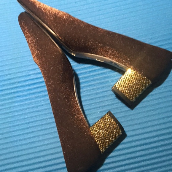 Bandolino Copper Brown Lame Festive Studded Heels8 - Picture 8 of 8